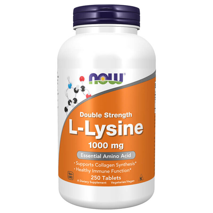 Now Foods L-Lysine, L-Lysine 1000 mg, 250 vegetarian tablets