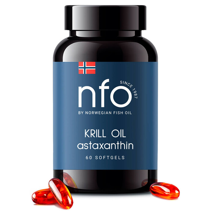 NFO Krill Oil Astaxanthin, aceite de krill con astaxantina, 60 cápsulas blandas