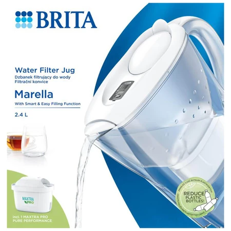 Brita Marella, pitcher with filter 2,4 l, white + Maxtra Pro Pure Performance filter, 1 pc