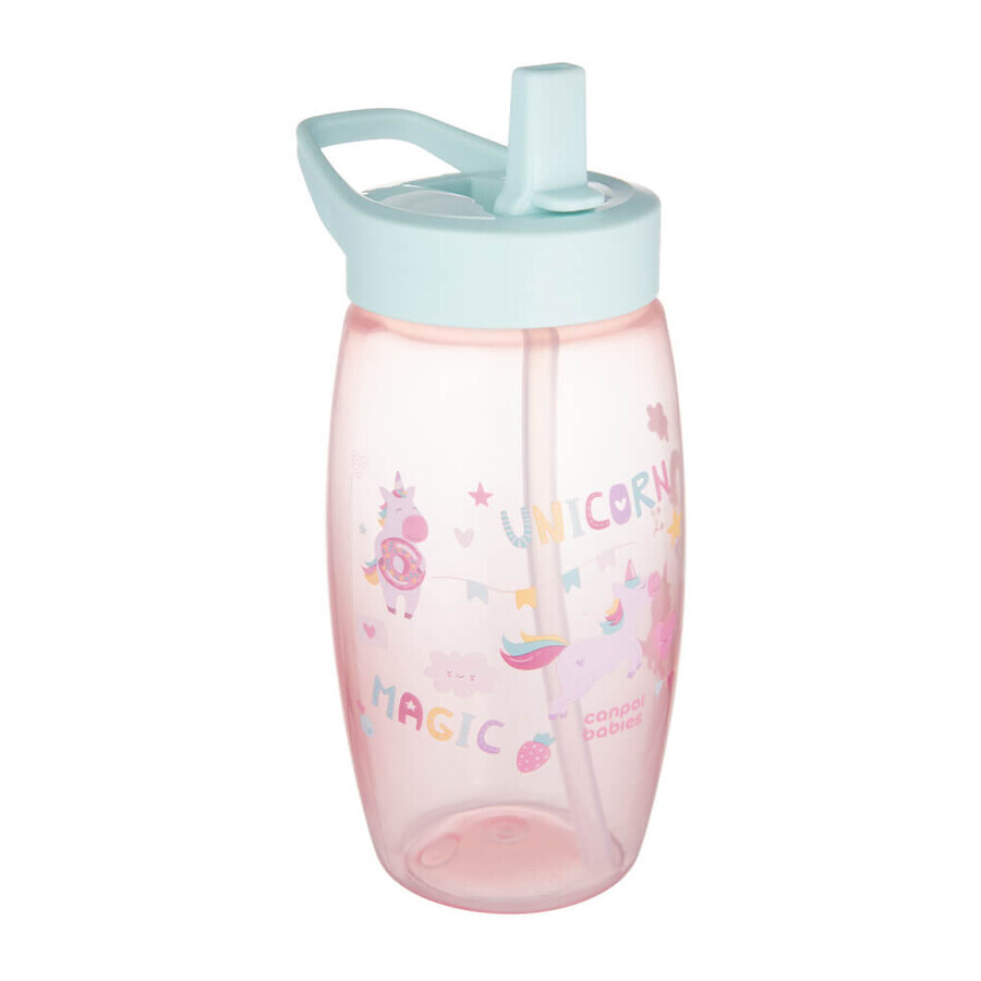 Canpol Babies, biberon con bocca pieghevole, unicorni, rosa, 56/618, da 4 anni, 400 ml