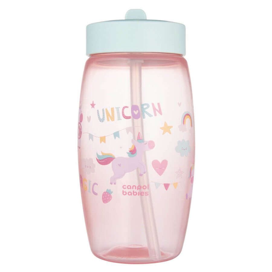 Canpol Babies, biberon con bocca pieghevole, unicorni, rosa, 56/618, da 4 anni, 400 ml