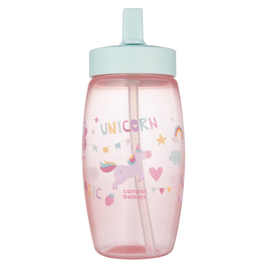 Canpol Babies, biberon con bocca pieghevole, unicorni, rosa, 56/618, da 4 anni, 400 ml