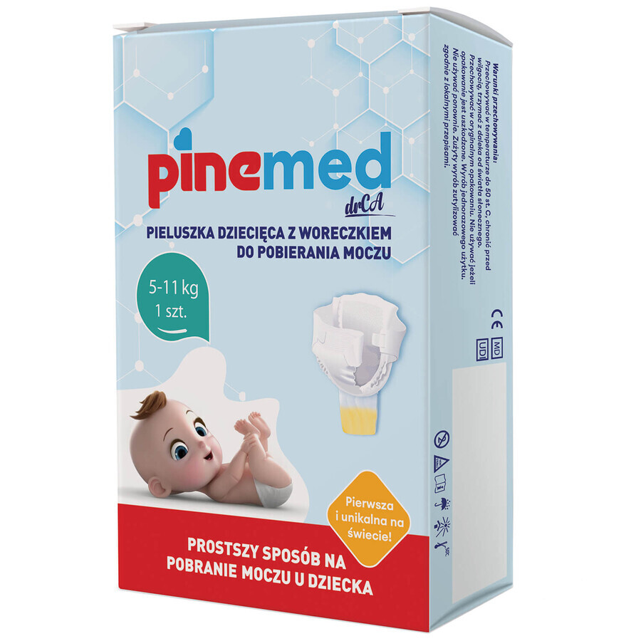 Pinemed, Windel mit Urinauffangbeutel, für Babys, 5-11 kg