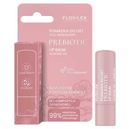 Floslek Laboratorium Prebiótico, barra de labios, aceite de almendras, 4 g