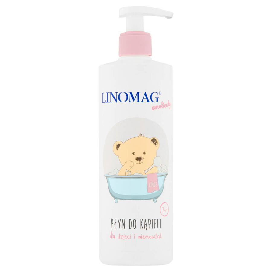 Linomag Emolients, loción de baño para bebés y niños a partir de 7 meses, 400 ml + crema protectora, 15 ml gratis