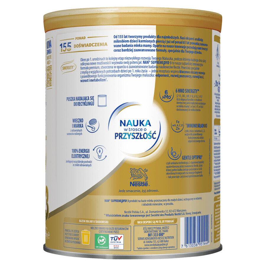 Set Nestle NAN Supremepro 3 HMO, follow-on milk for babies over 1 year, 4 x 800 g