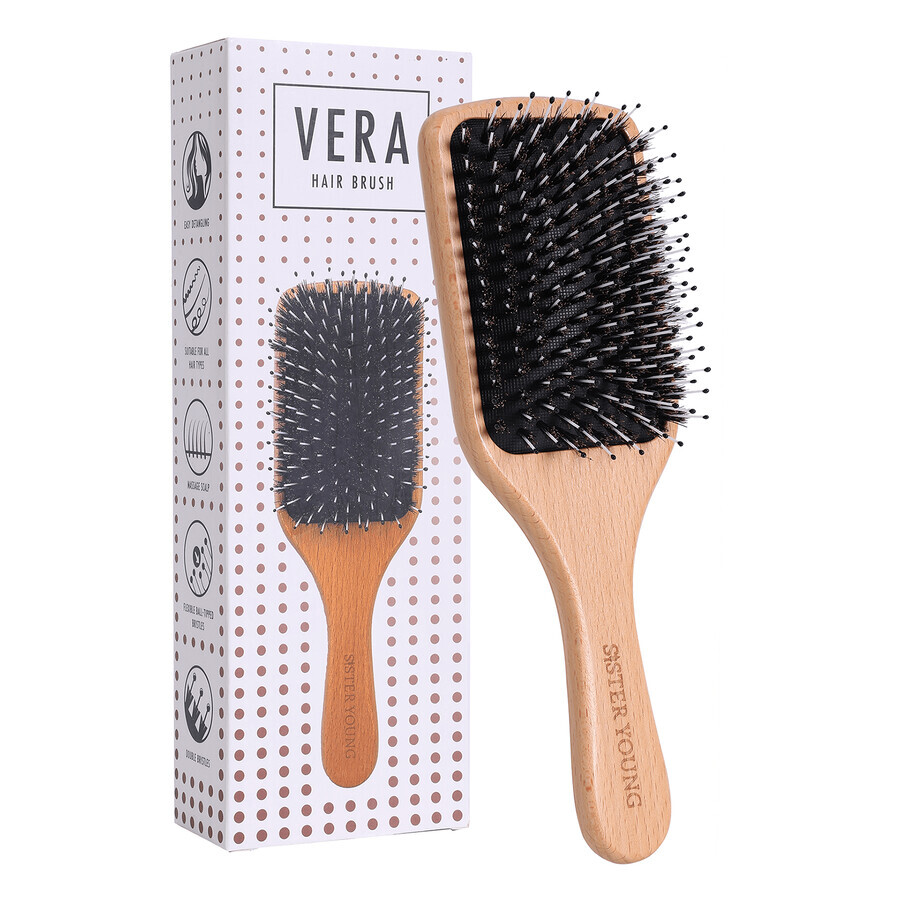 Sister Young Vera, wooden hairbrush with boar bristles, 1 pc