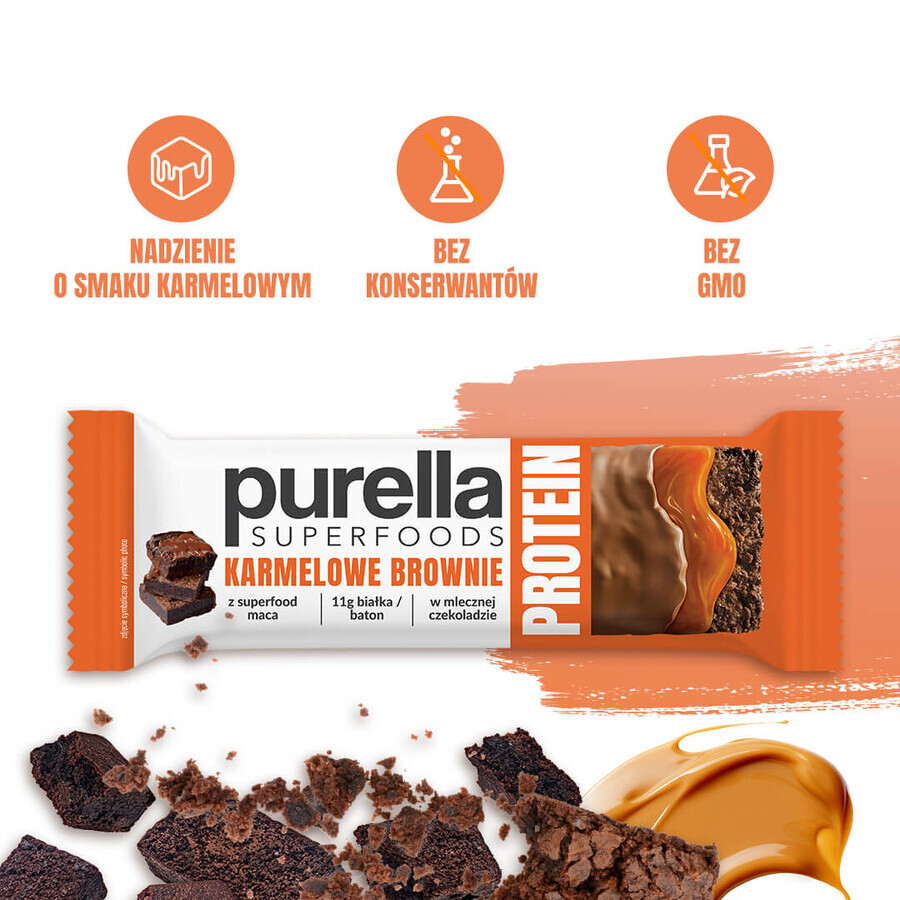 Purella Superfoods Eiwit, eiwitreep, karamel brownie, 45 g