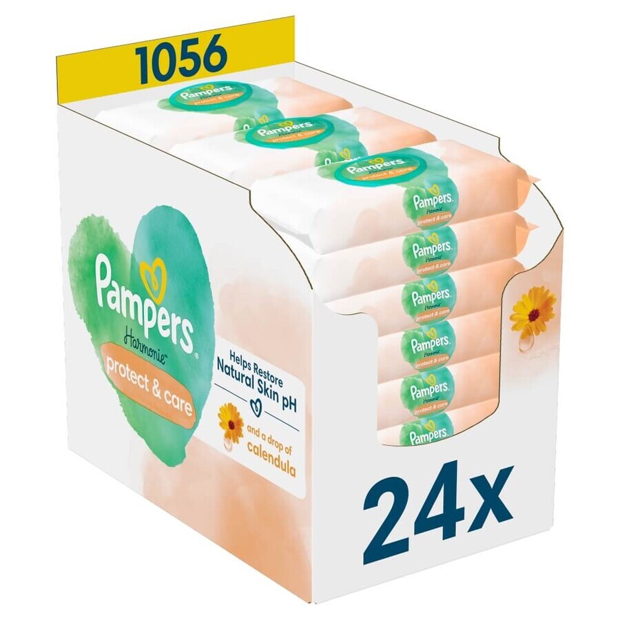 Pampers Harmonie Protect & Care, vochtige doekjes, 24 x 44 stuks