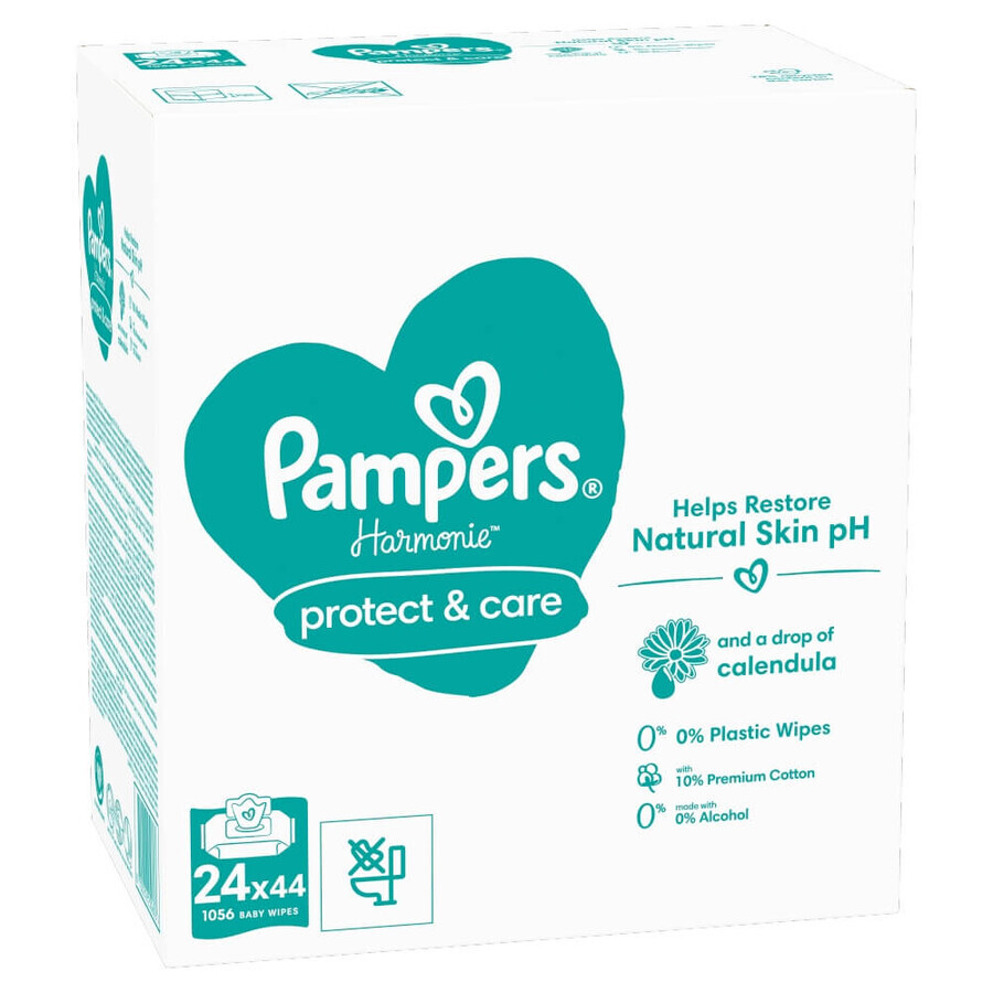 Pampers Harmonie Protect & Care, vochtige doekjes, 24 x 44 stuks