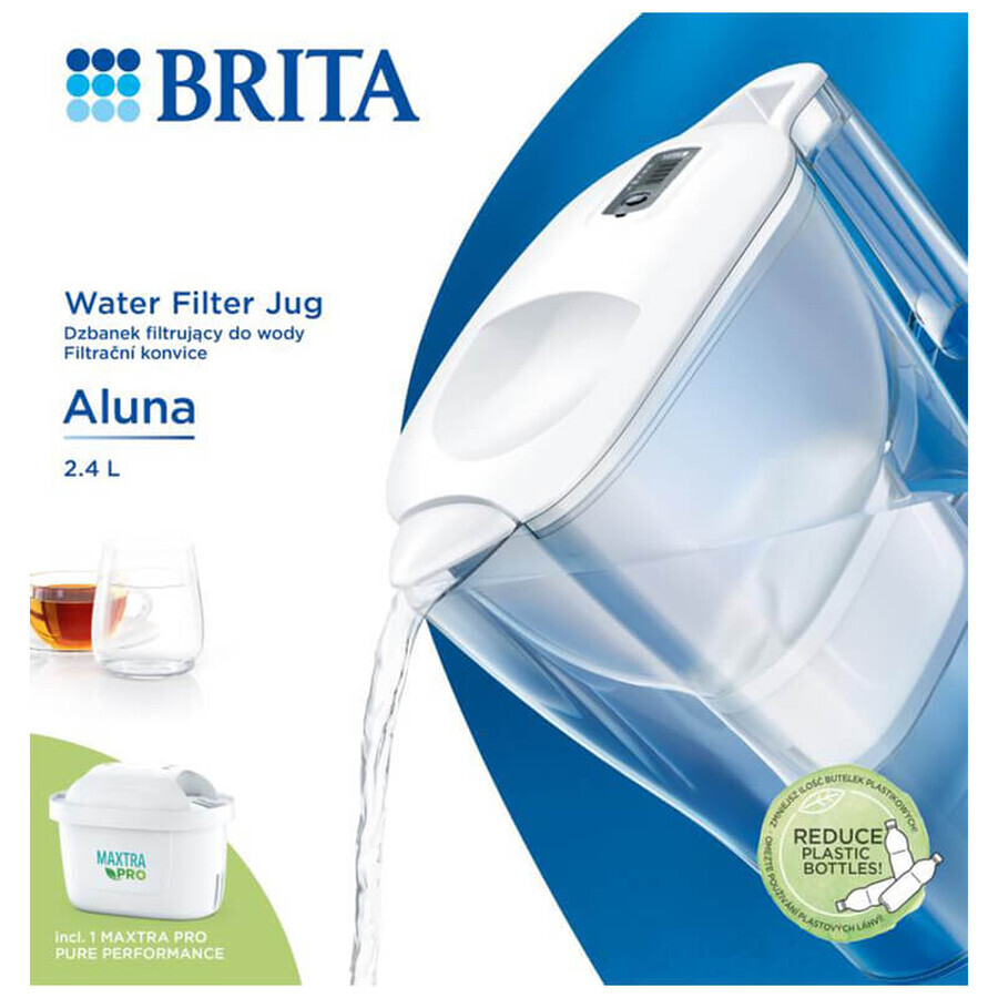 Brita Aluna, jarra con filtro 2,4 l, blanca + filtro Maxtra Pro Pure Performance, 1 ud.