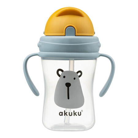 AKUKU, bottle with retractable straw, teddy bear, from 9 months, 300 ml