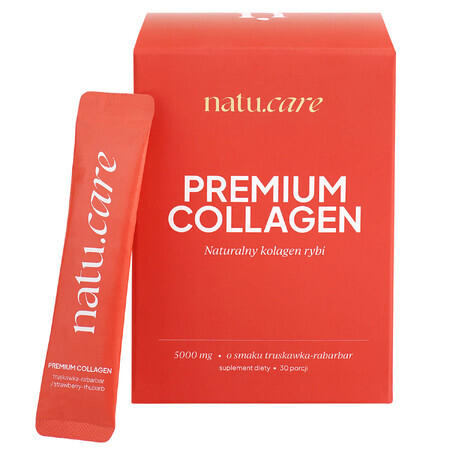 Natu.Care Premium Collagen 5000 mg, strawberry-rhubarb flavor, 30 sachets