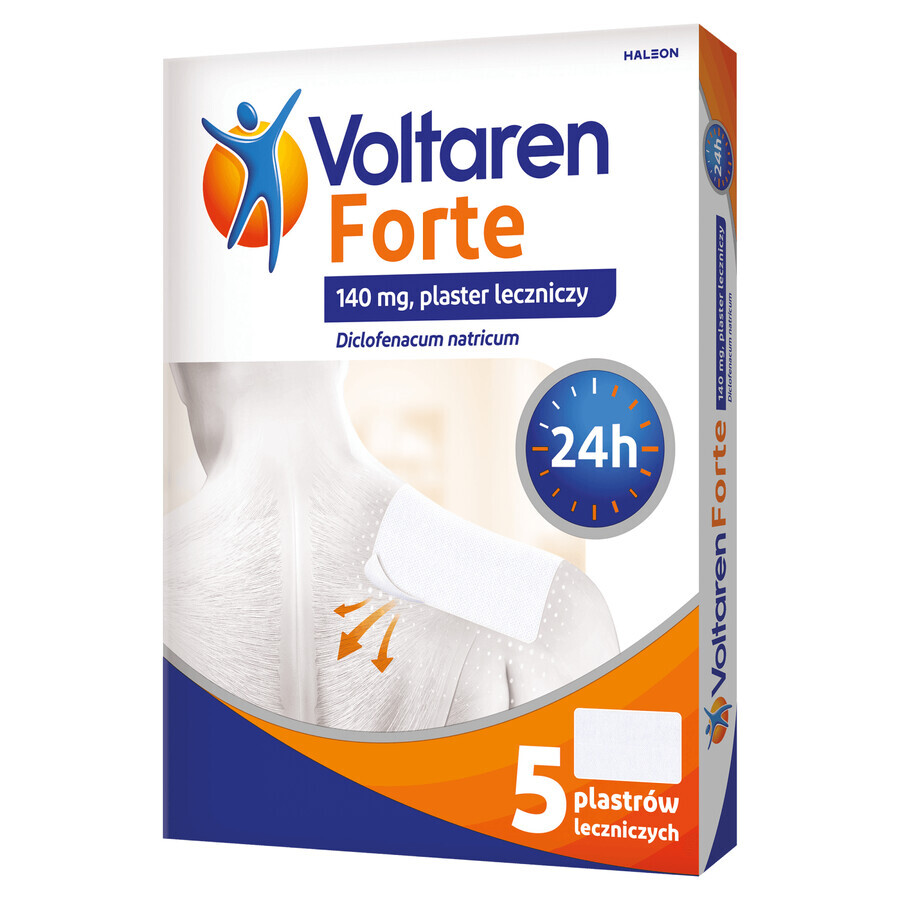 Voltaren Forte 140 mg, pleister met medicatie, 5 eenheden