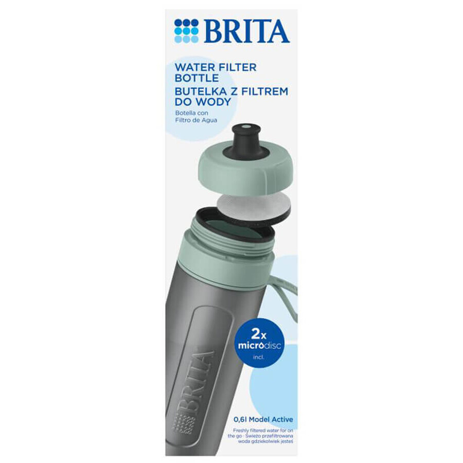 Brita Active, fles met 0,6 liter filter, groen + MicroDisc filter, 2 stuks