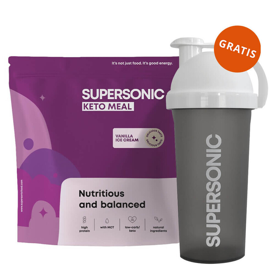 Supersonic Keto Maaltijd, vanille-ijssmaak, 800 g + shaker, 700 ml gratis