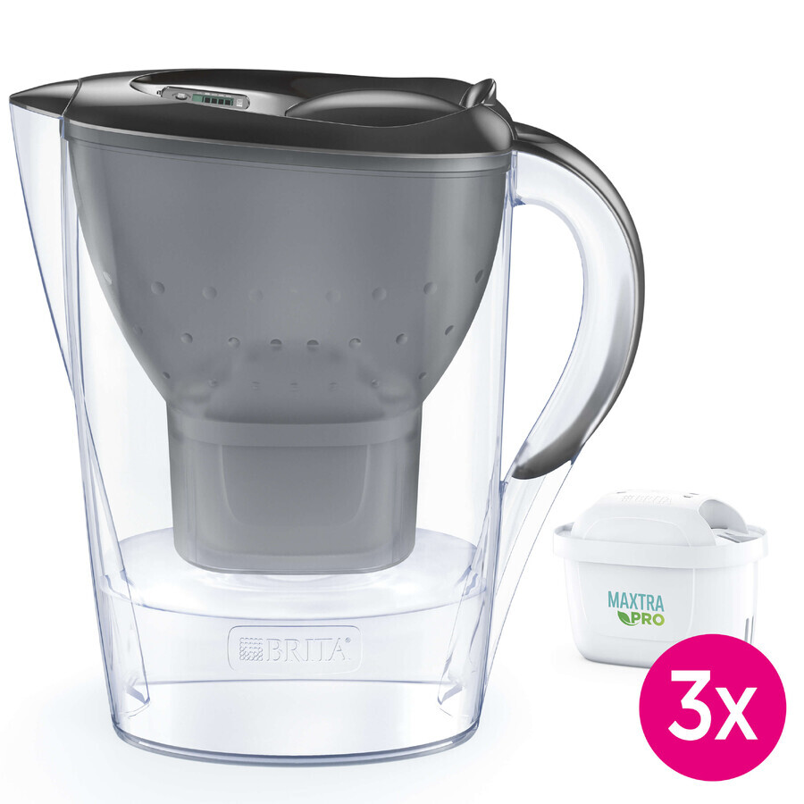 Brita Marella, kan met filter 2,4 liter, grafiet + Maxtra Pro Pure Performance filter, 3 stuks