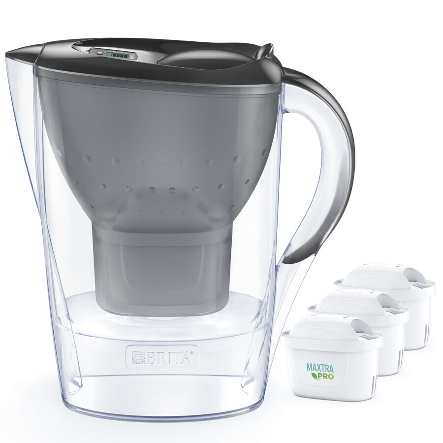 Brita Marella, kan met filter 2,4 liter, grafiet + Maxtra Pro Pure Performance filter, 3 stuks