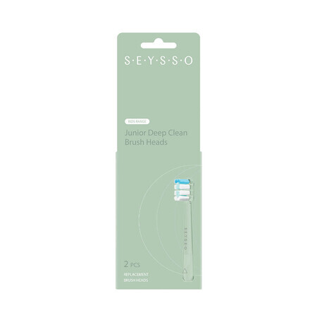 Seysso Deep Clean, reservetips voor sonische tandenborstel Junior, groen, 2 stuks