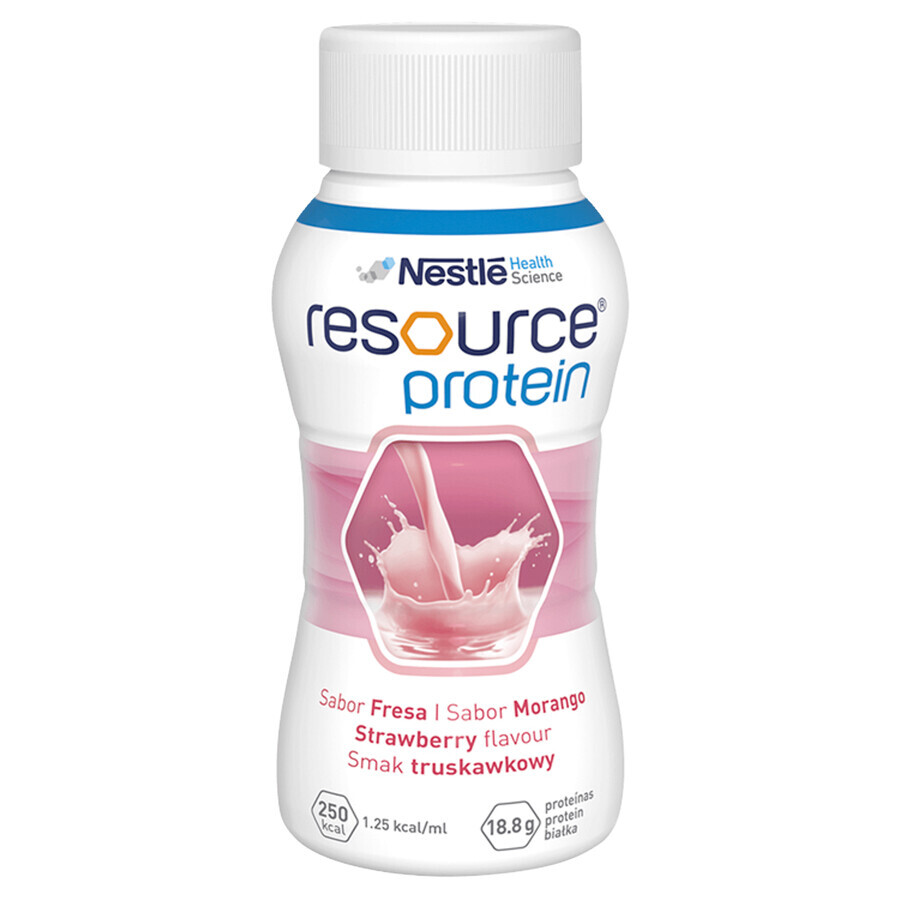 Resource Protein, nutritional supplement, strawberry flavor, 4 x 200 ml + free shopping bag