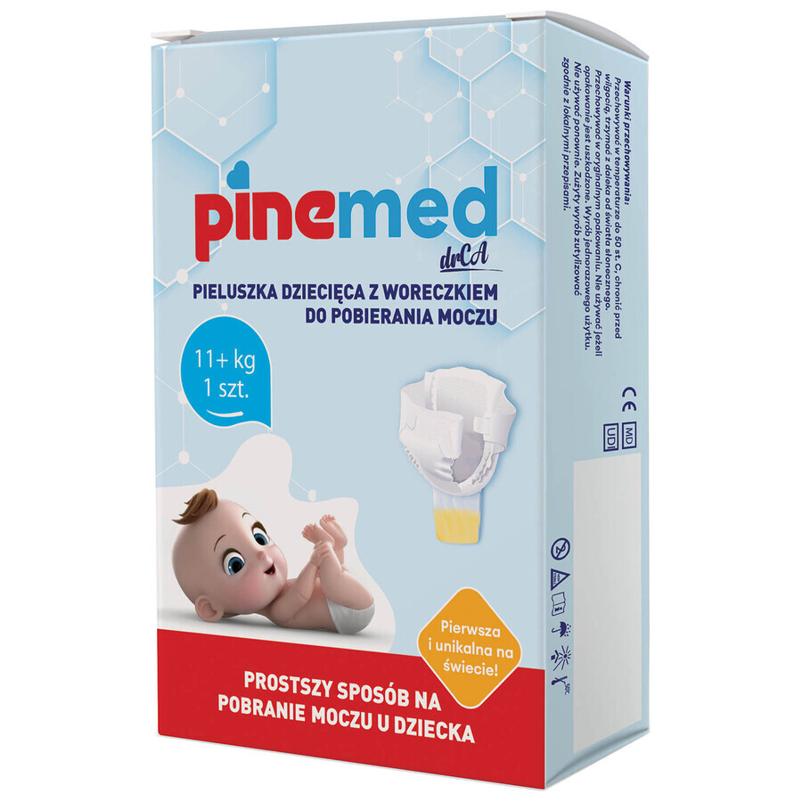 Pinemed, pañal con bolsa de recogida de orina, para niños, 11+ kg