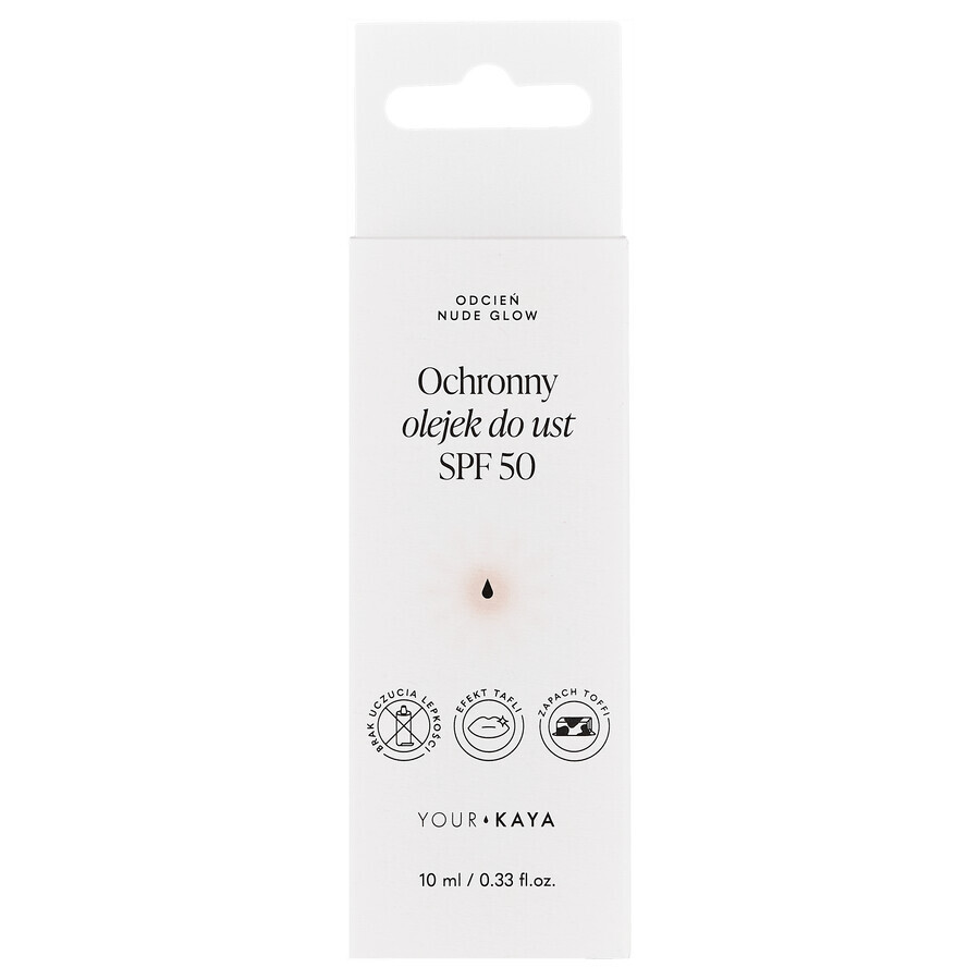 Jouw KAYA, beschermende lipolie, SPF 50, nude gloed, 10 ml