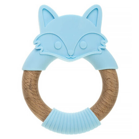 Bocioland, wooden-silicone teether, blue fox, from birth, 1 pc