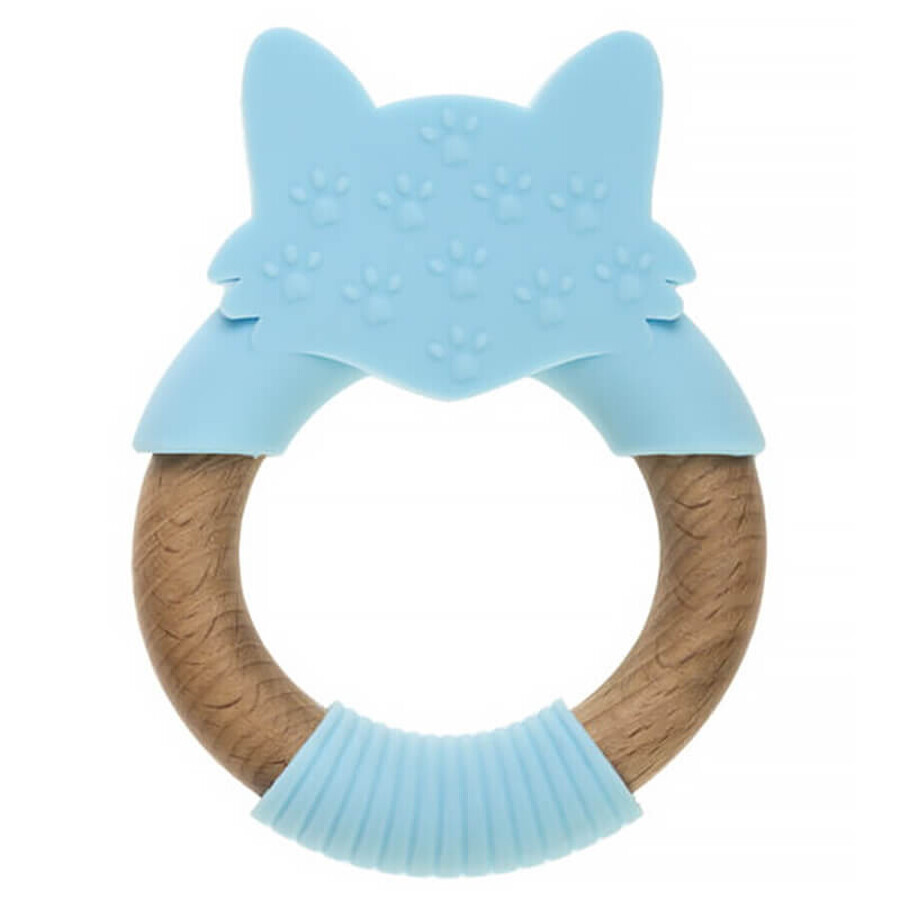 Bocioland, wooden-silicone teether, blue fox, from birth, 1 pc