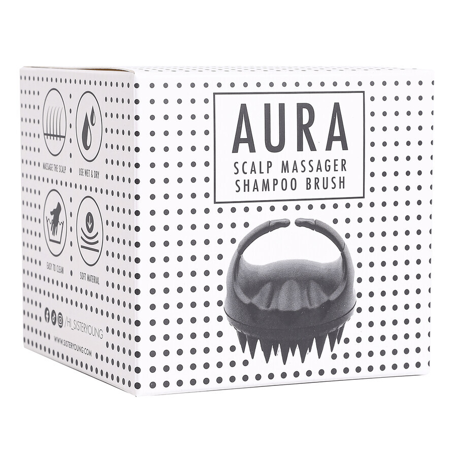 Sister Young Aura Head Wash and Massage Brush, black, 1 pc