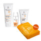 Set Iwostin Solecrin SPF 50+, beschermende emulsie, 100 ml + ultra-light invisible fluid, 40 ml + body cream gel, 200 ml + gratis badhanddoek