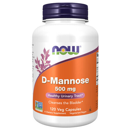 Now Foods D-mannose 500 mg, D-mannose, 120 gélules