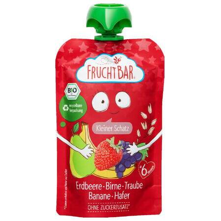 Fruchtbar Mousse di frutta ai frutti di bosco bio, fragole, pere, uva, banane, avena, dopo 6 mesi, 100 g