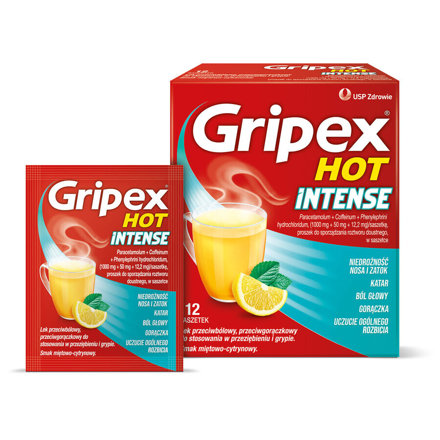 Gripex Hot Intense 1 g + 50 mg + 12.2 mg, 12 sachets