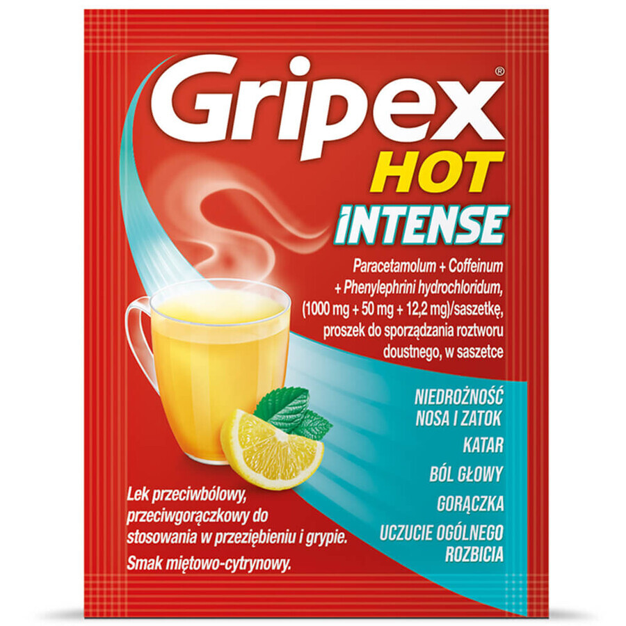 Gripex Hot Intense 1 g + 50 mg + 12.2 mg, 12 sachets