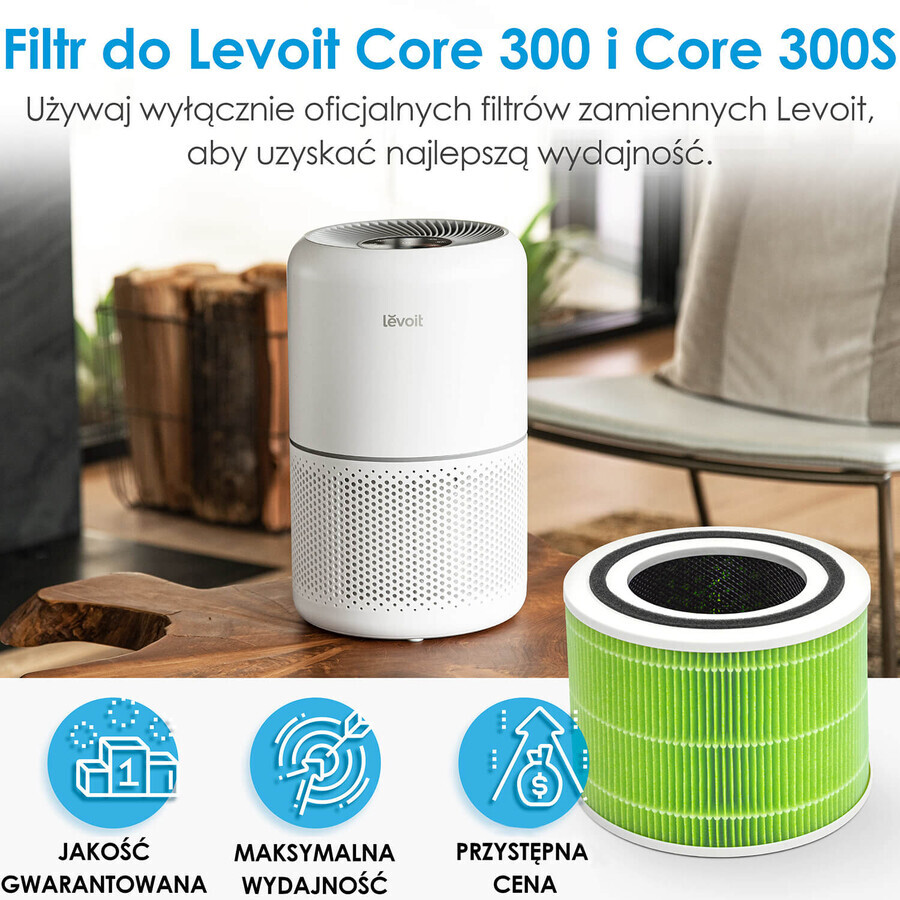 Levoit antibacterieel filter voor Core 300 en 300S luchtreiniger, 1 stuk