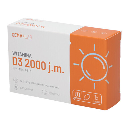 SEMA Lab Vitamine D3 2000 IE, 60 softgels