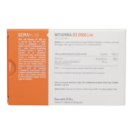 SEMA Lab Vitamine D3 2000 IE, 60 softgels