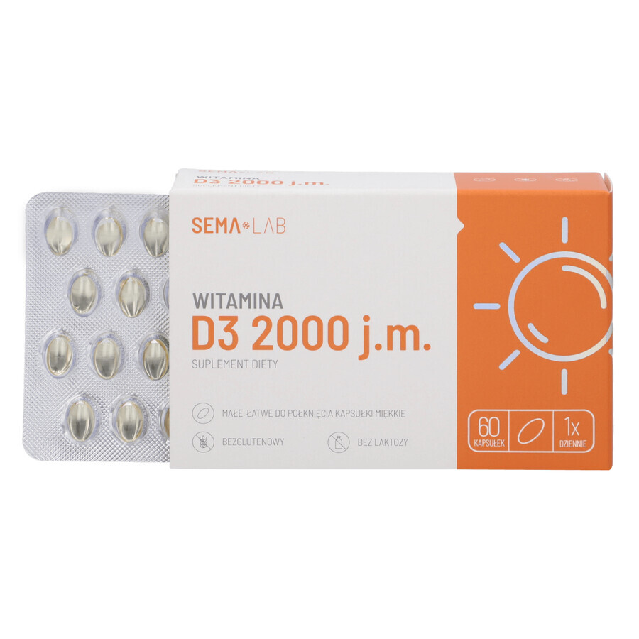 SEMA Lab Vitamine D3 2000 IE, 60 softgels