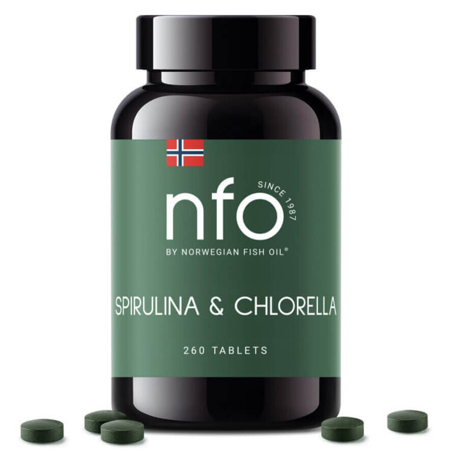 NFO Spirulina & Chlorella, 260 comprimate