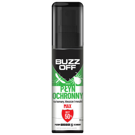 BuzzOff Mücken- und Kriebelmückenflüssigkeit, DEET 50%, 80 ml