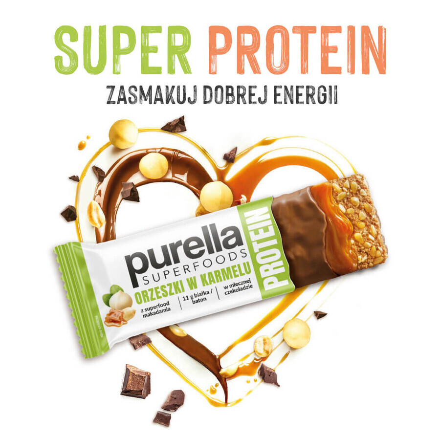 Purella Superfoods Eiwit, eiwitreep, noten in karamel, 45 g