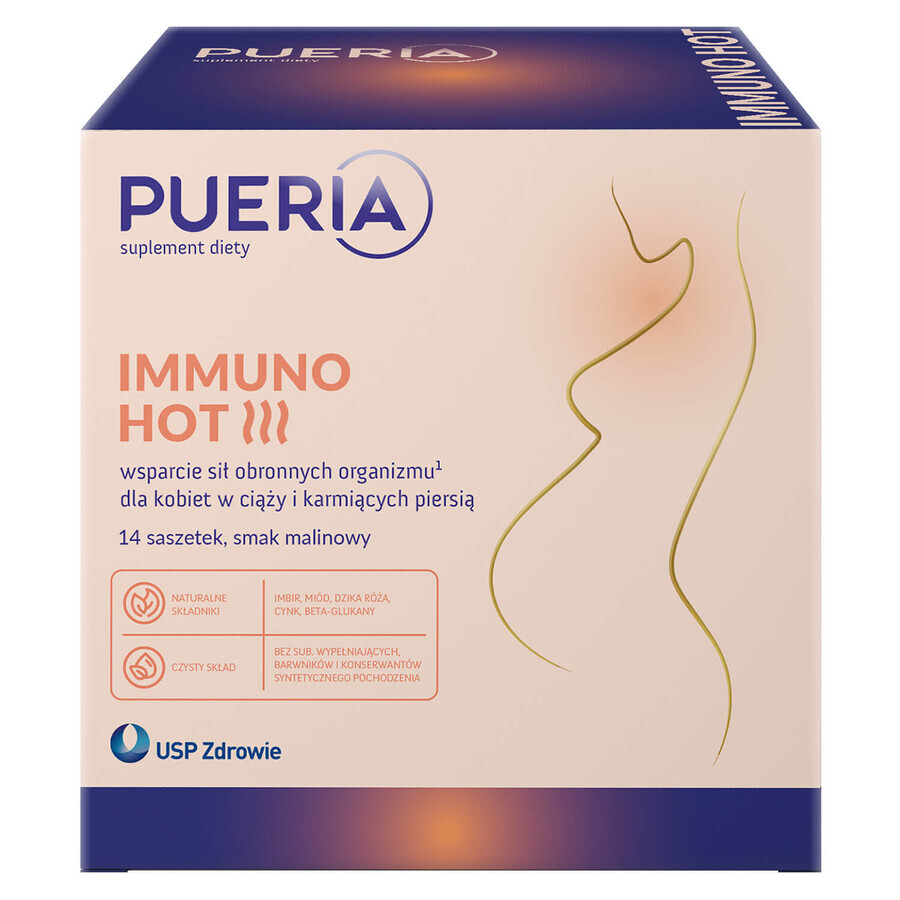 Pueria Immuno Hot, raspberry flavor, 14 sachets