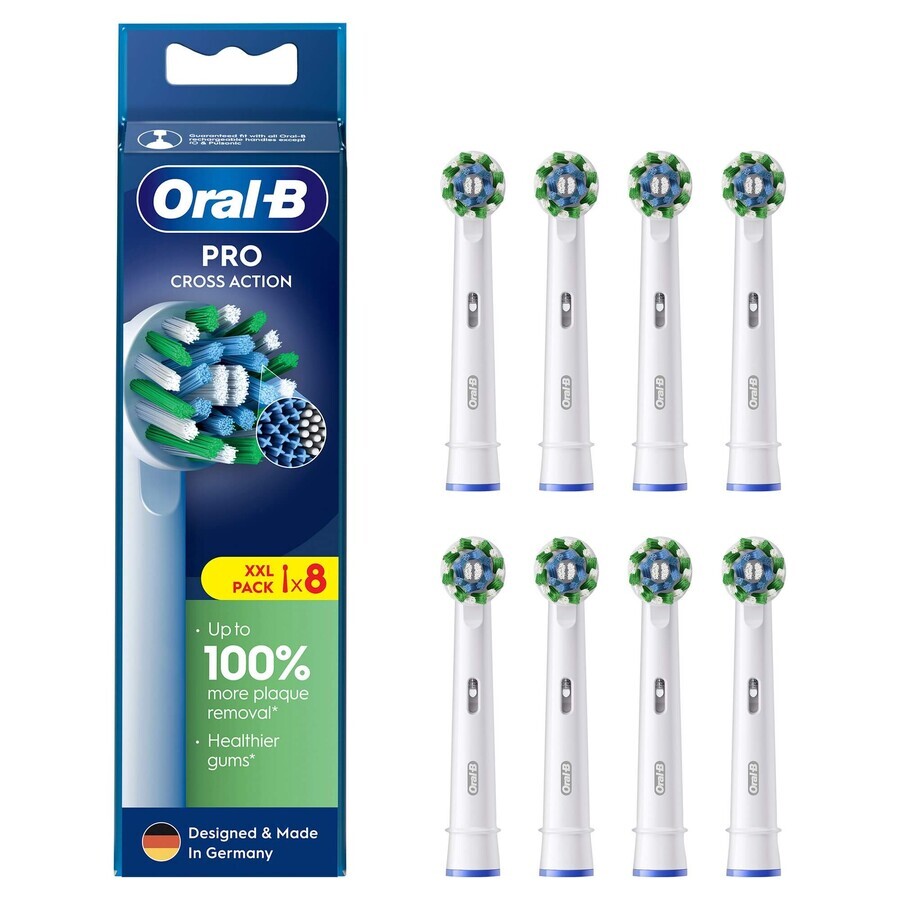 Oral-B Pro Cross Action, vervangende opzetborstels voor Clean Maximiser elektrische tandenborstel, 8 stuks