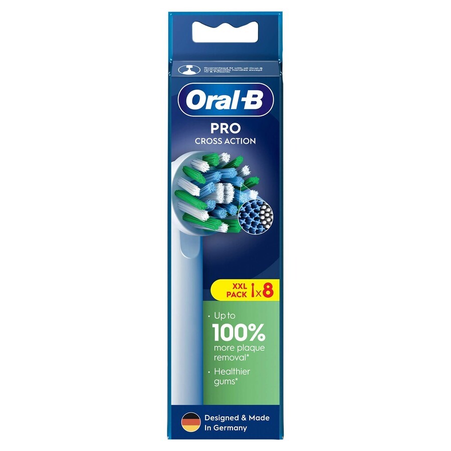 Oral-B Pro Cross Action, vervangende opzetborstels voor Clean Maximiser elektrische tandenborstel, 8 stuks