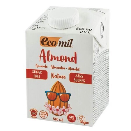 Boisson végétale aux amandes non sucrées, 500 ml, Ecomil