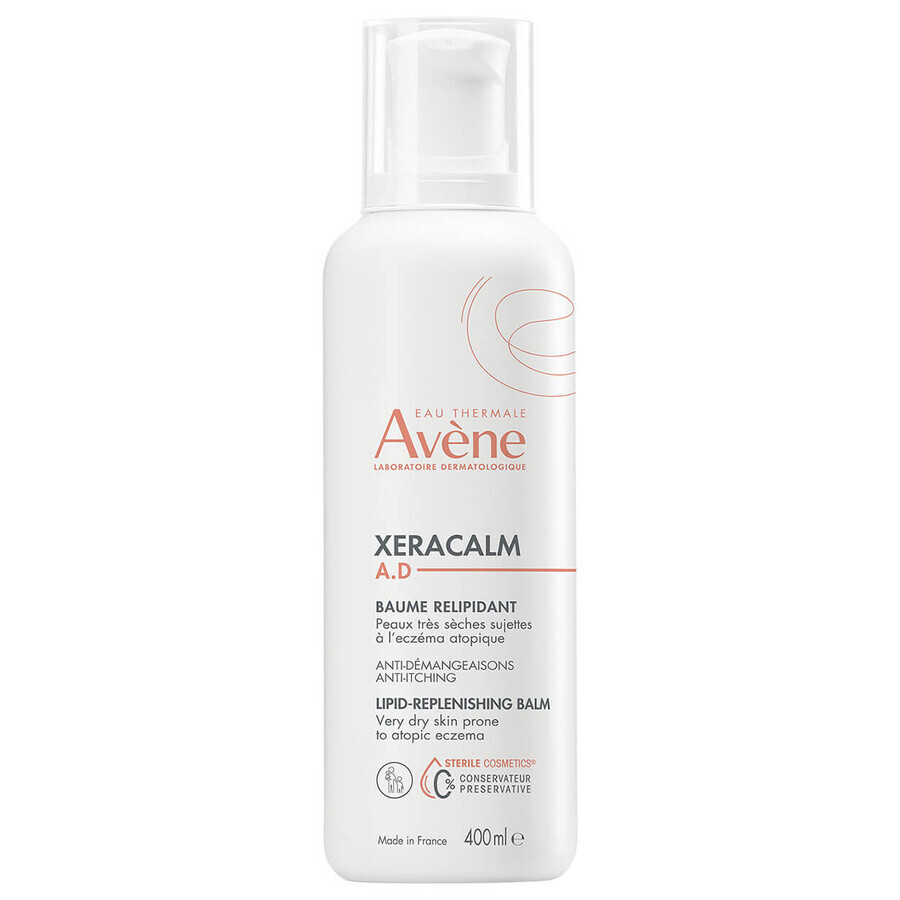 Avene XeraCalm A.D, Lipide regenererende lotion voor gezicht en lichaam, zeer droge, atopische en jeukende huid, 400 ml + Vitamine Activ Cg, corrigerend en verhelderend serum, 10 ml gratis