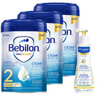 Set Bebilon Profutura Profutura CesarBiotik 2, follow-on milk, after 6 months, 3 x 800 g + Mustela Bebe Enfant, nourishing wash gel, 300 ml free of charge