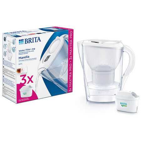 Brita Marella, kan met filter 2,4 liter, wit + Maxtra Pro Pure Performance filter, 3 stuks