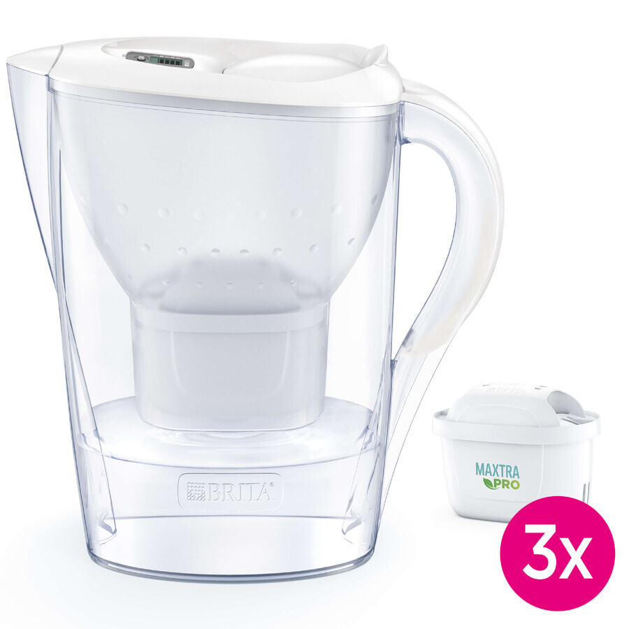 Brita Marella, kan met filter 2,4 liter, wit + Maxtra Pro Pure Performance filter, 3 stuks