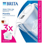 Brita Marella, kan met filter 2,4 liter, wit + Maxtra Pro Pure Performance filter, 3 stuks